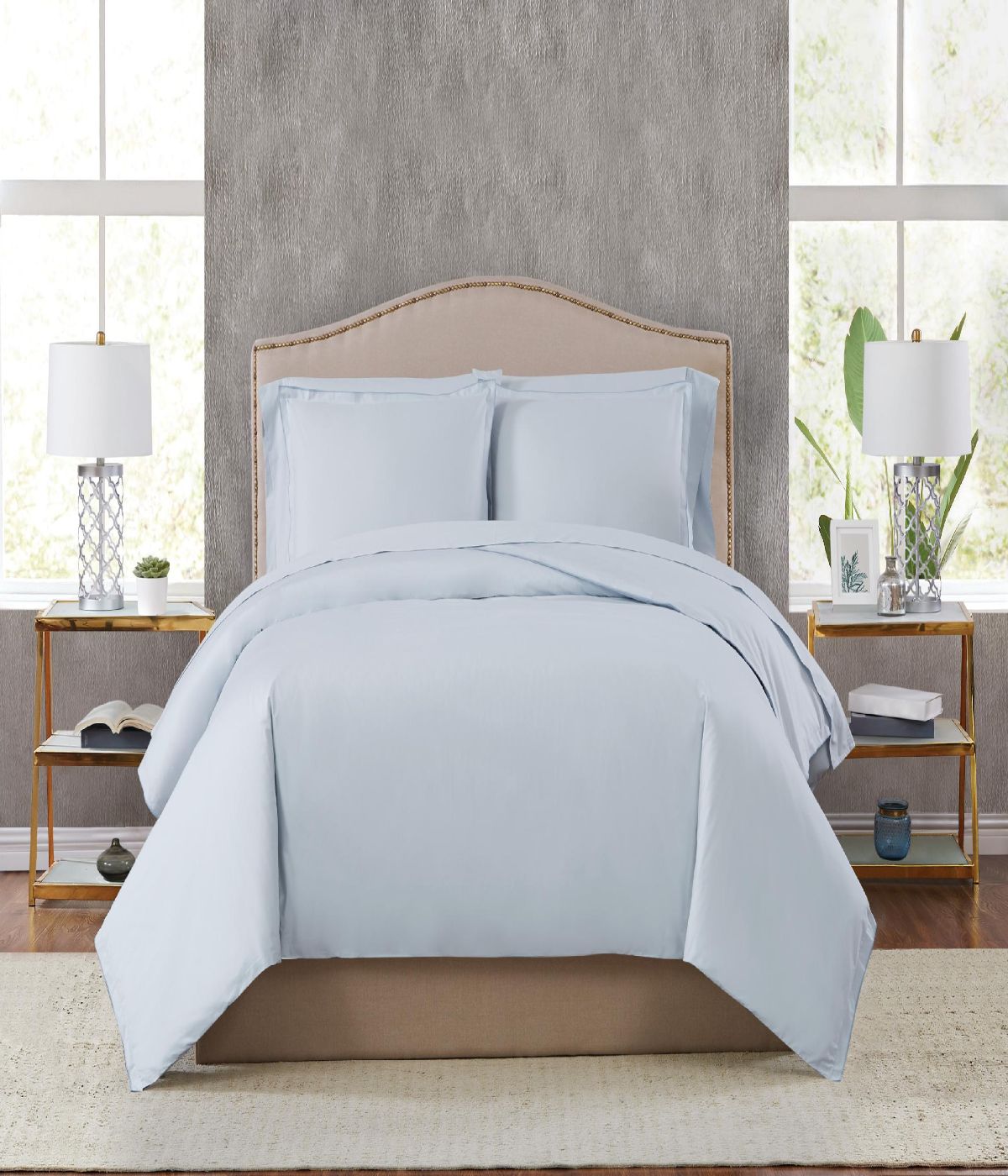  Charisma Percale 400 Thread Count Cotton Duvet Set Illusion Blue - Illusion Blue - Bonton