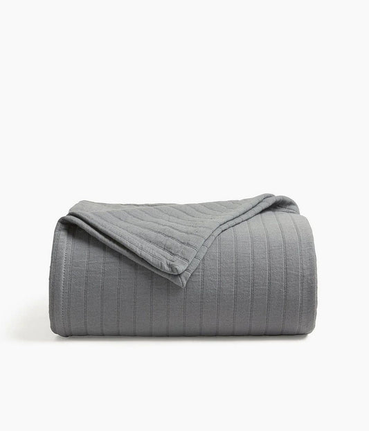 Truly Soft Channel Organic Blanket Gray