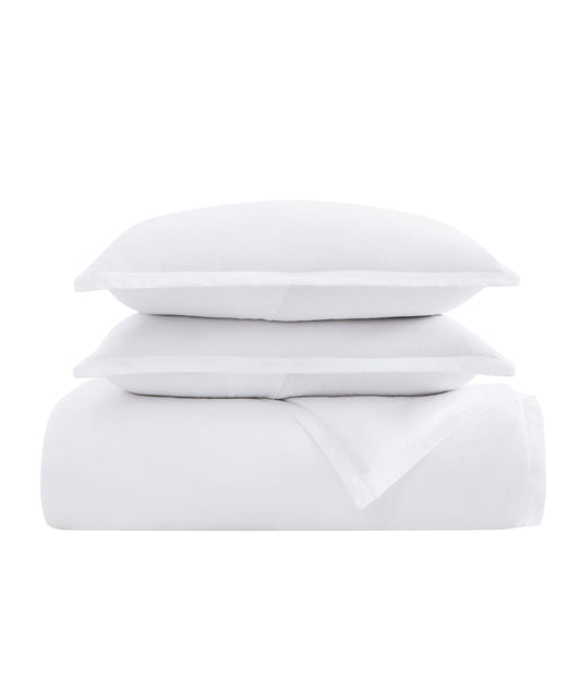 Charisma 310 Thread Count Cotton Solid Duvet Set Bright White