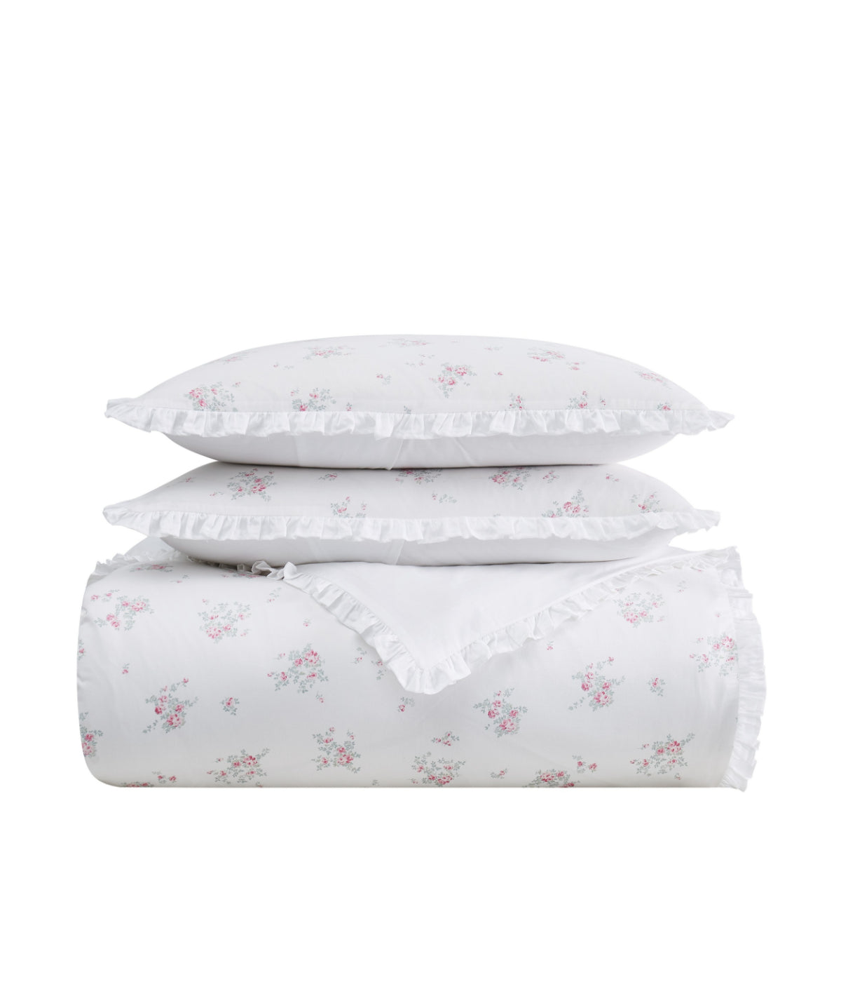  The Farmhouse by Rachel Ashwell Signature Rosebury Duvet Cover Set - White and Pink - Bonton