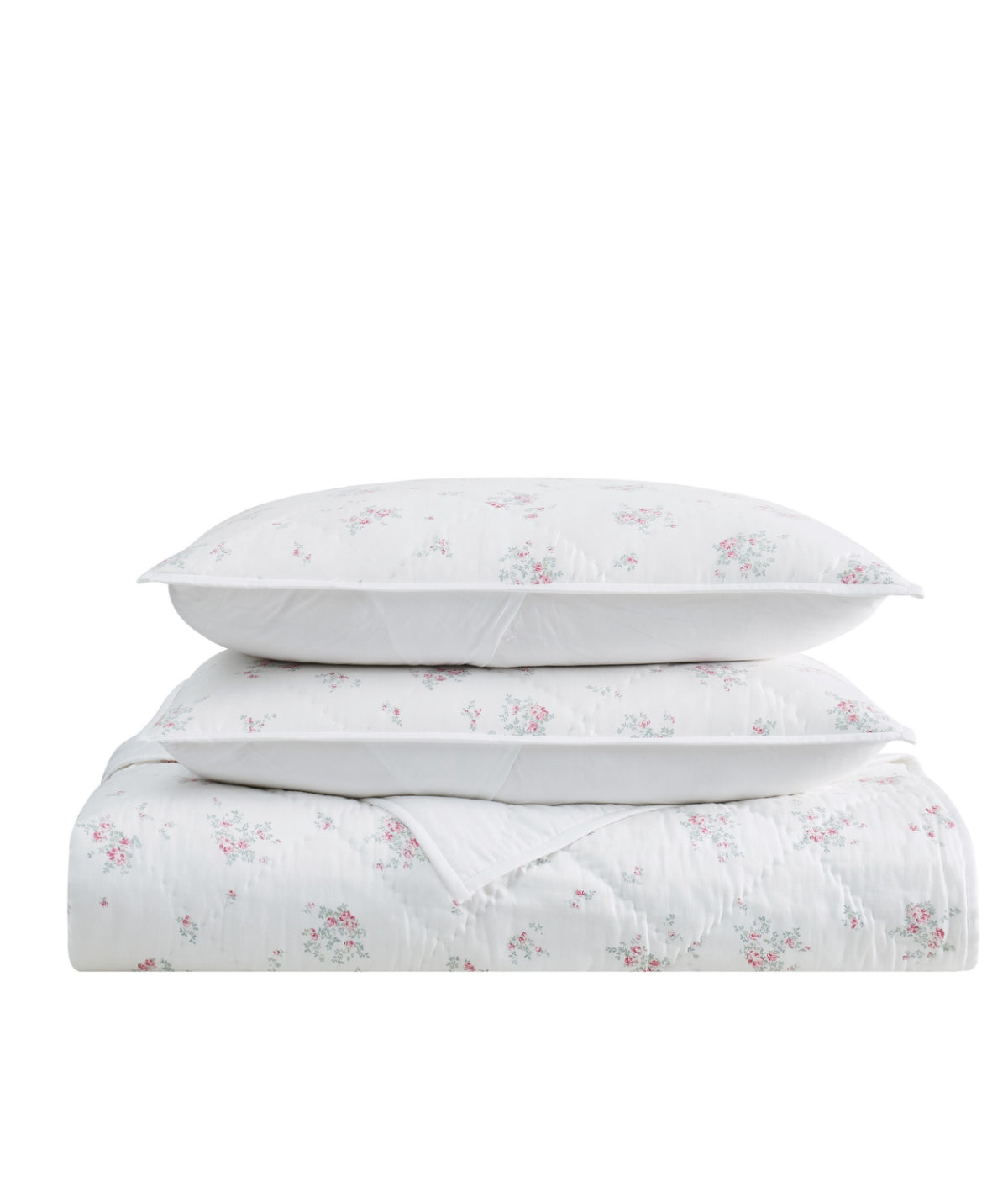  The Farmhouse by Rachel Ashwell Signature Rosebury Quilt Set - White and Pink - Bonton