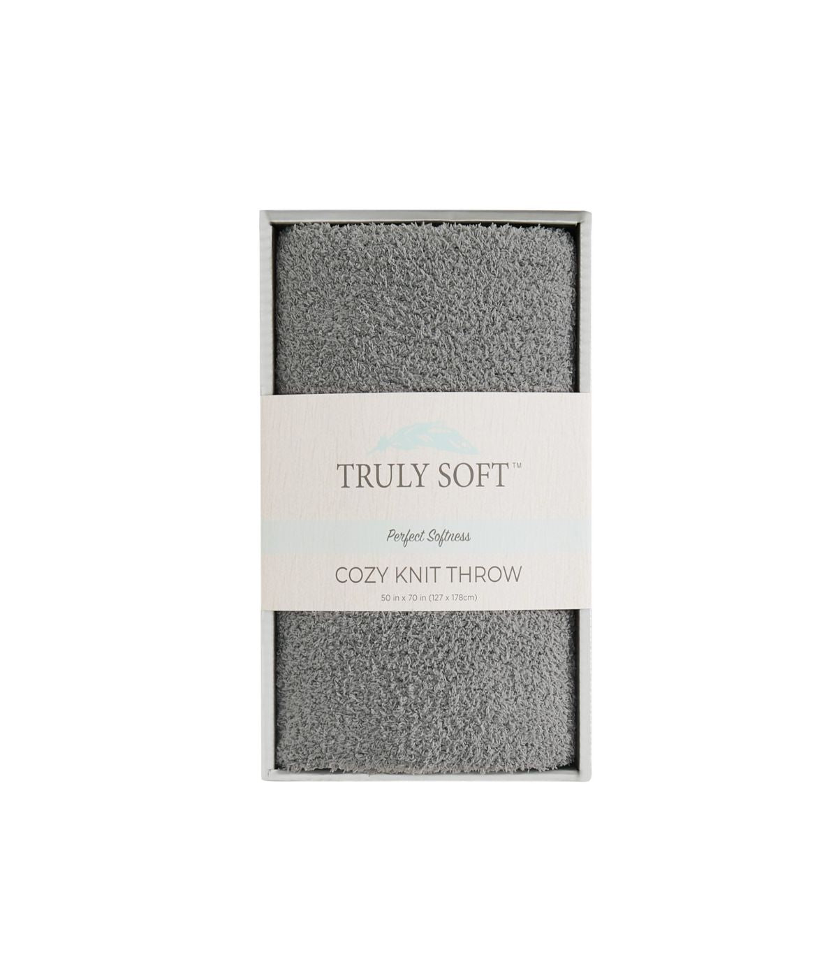  Truly Soft Cozy Knit Throw Grey - Grey - Bonton