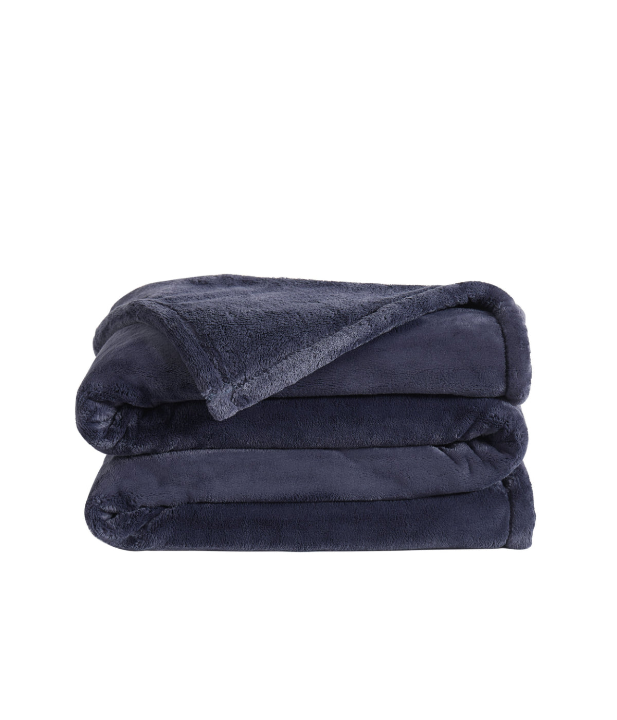  Royal Velvet Lavish Plush Solid Blanket - Navy - Bonton