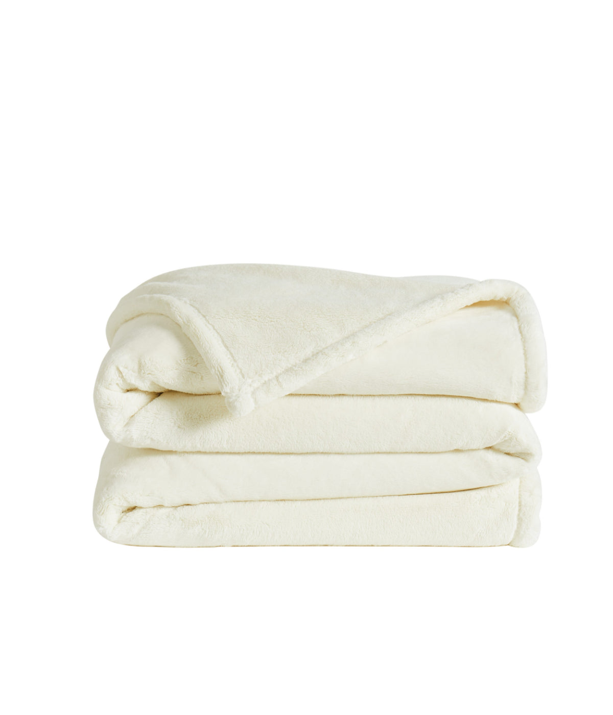  Royal Velvet Lavish Plush Solid Blanket - Ivory - Bonton