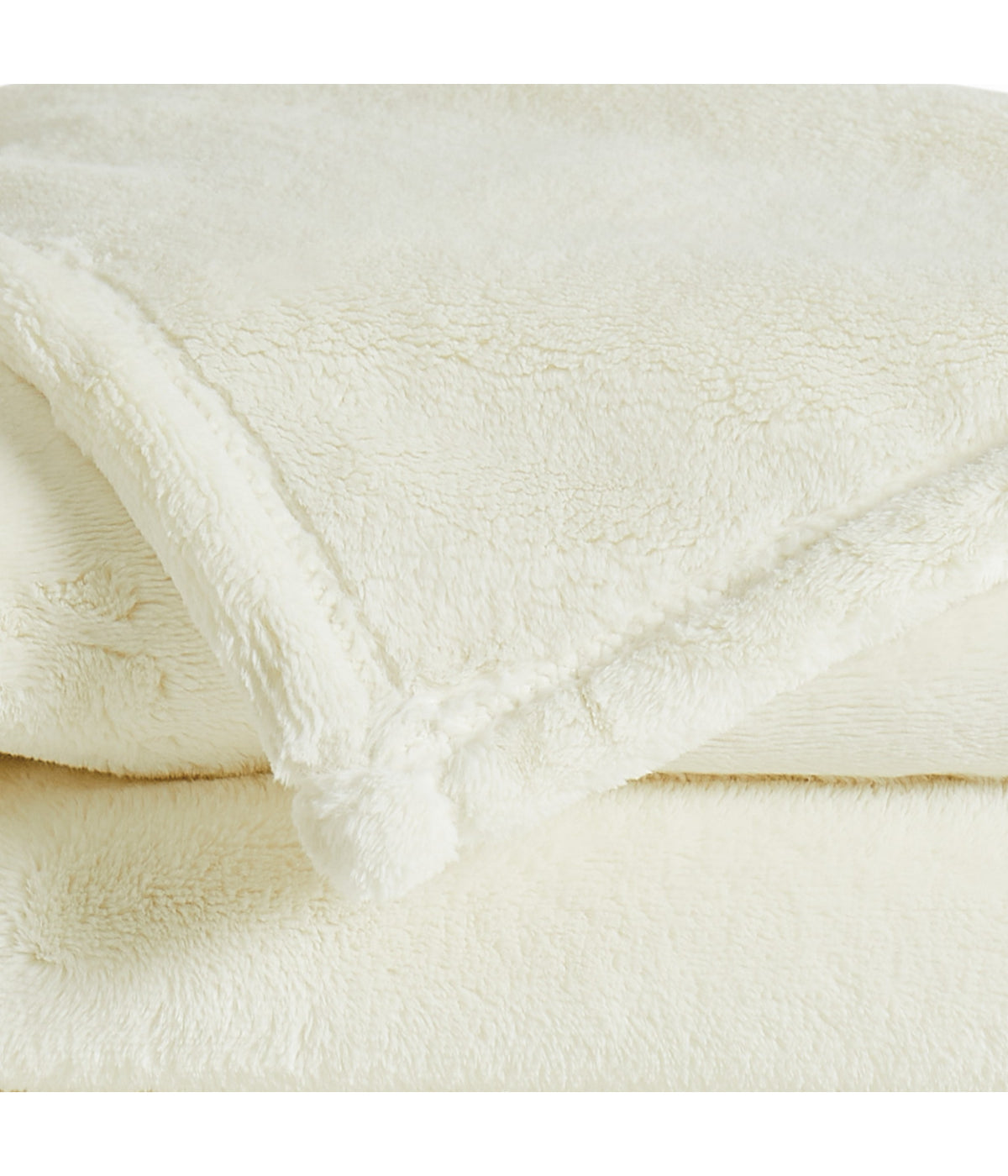  Royal Velvet Lavish Plush Solid Blanket - Ivory - Bonton