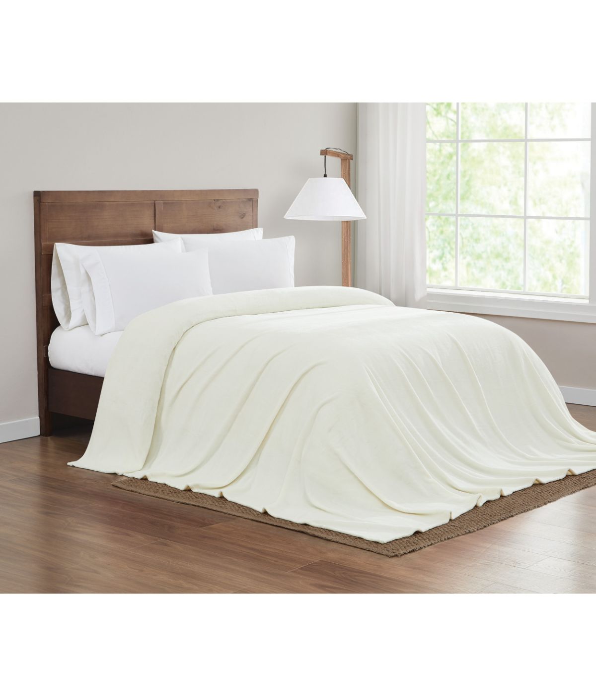  Velvet Plush Family Blanket Ivory - Ivory - Bonton