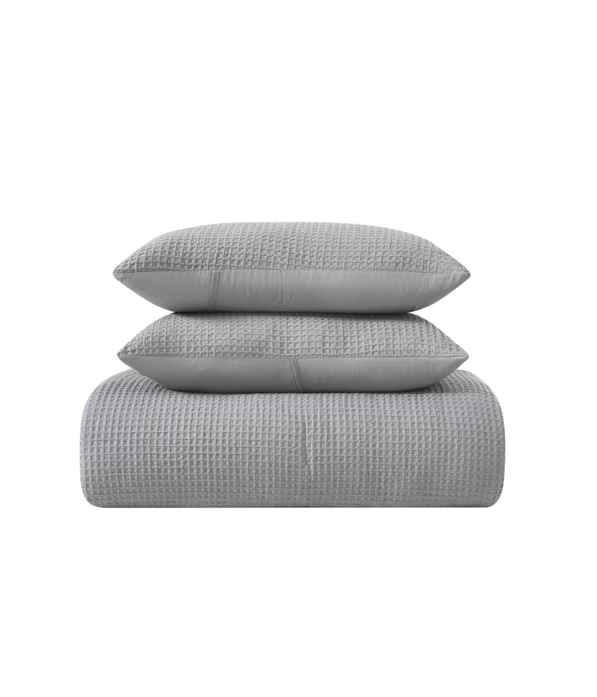  Textured Waffle Comforter Set - Grey - Bonton