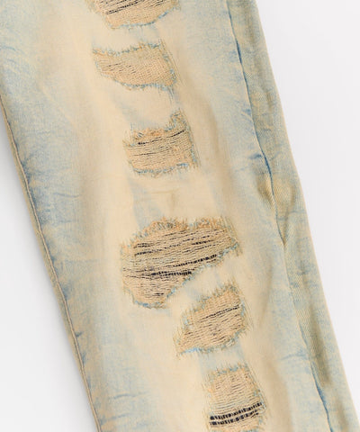 Skinny Fit Rip and Repair Denim Pants - Light Blue