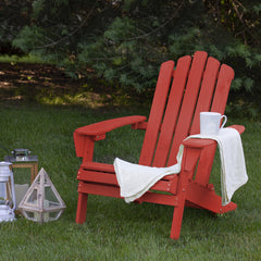 36" Red Classic Folding Wooden Adirondack Chair