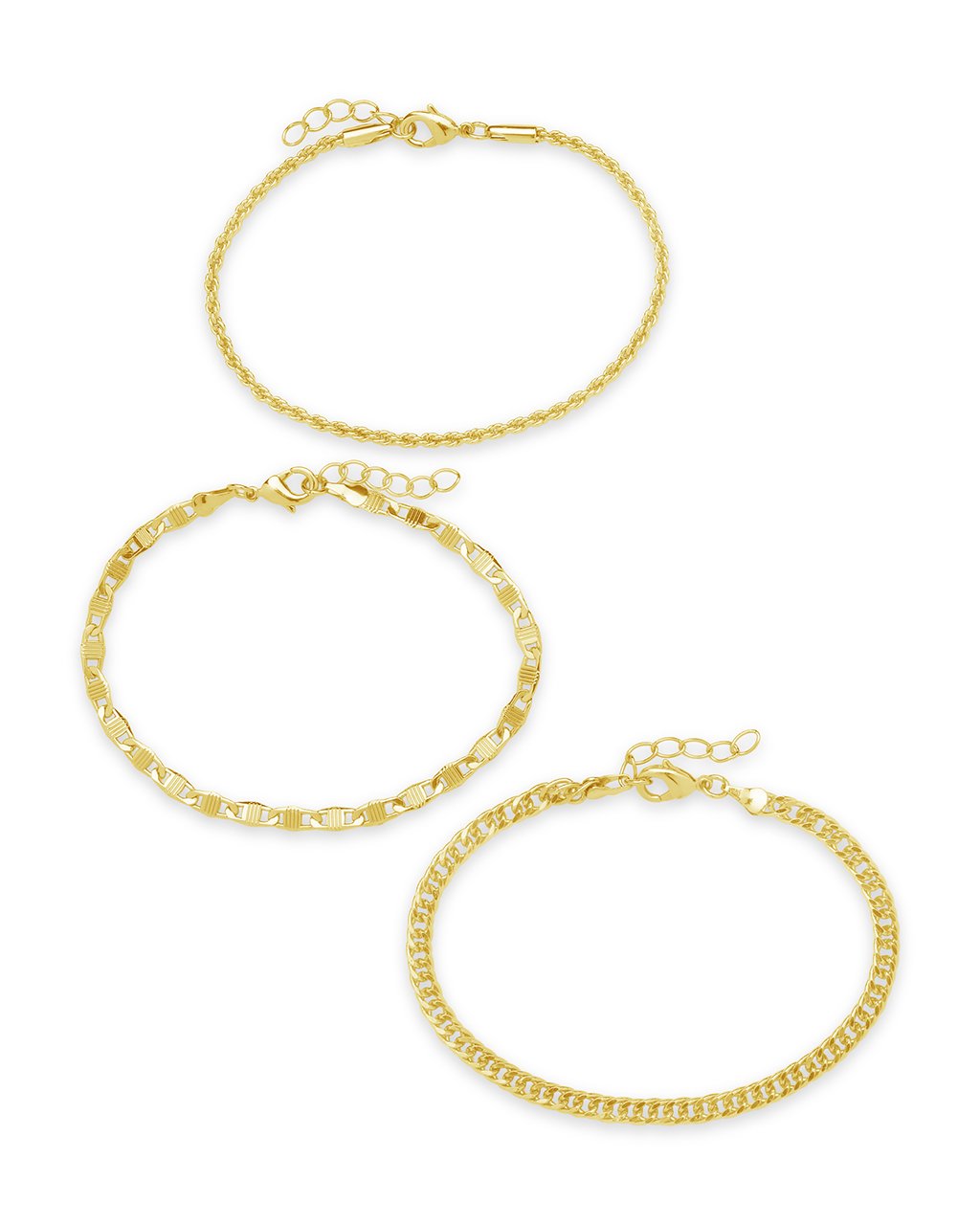  Sterling Forever Bold Chain 3-Layered Bracelet - Gold - Bonton