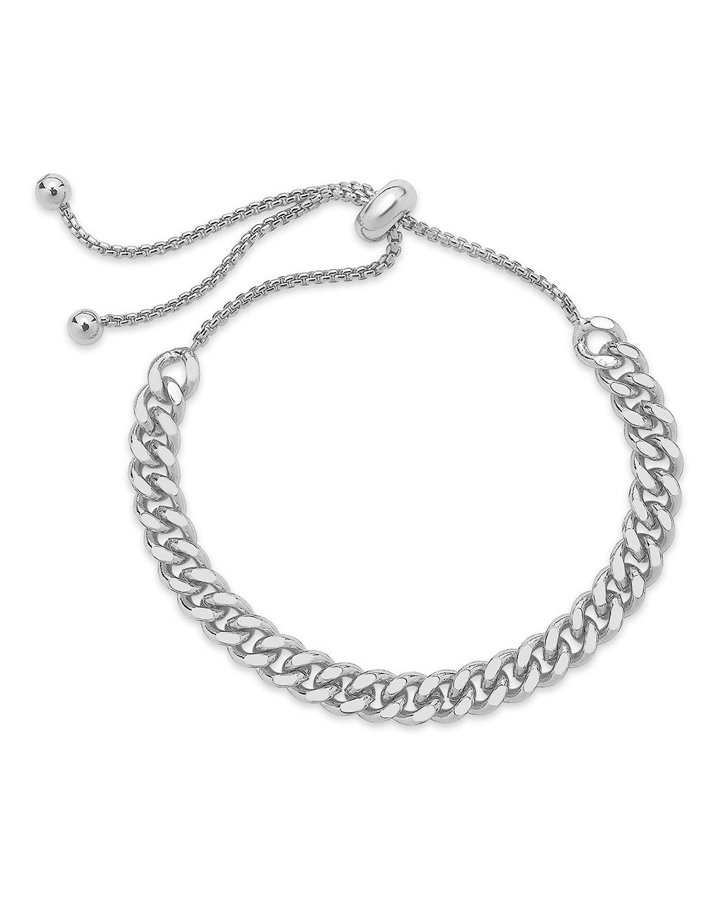  Sterling Forever Chain Link Bracelet with Slide Knot - Silver - Bonton