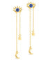  Sterling Forever Jacket Earrings with Dangling Moon and Star Charms - Gold - Bonton