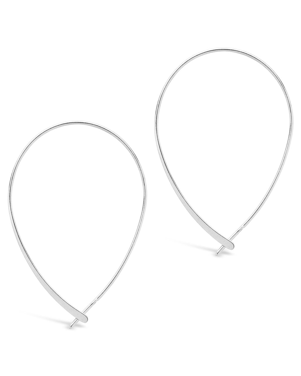  Sterling Forever Uniquely Shaped Threader Hoop Earrings - Silver - Bonton