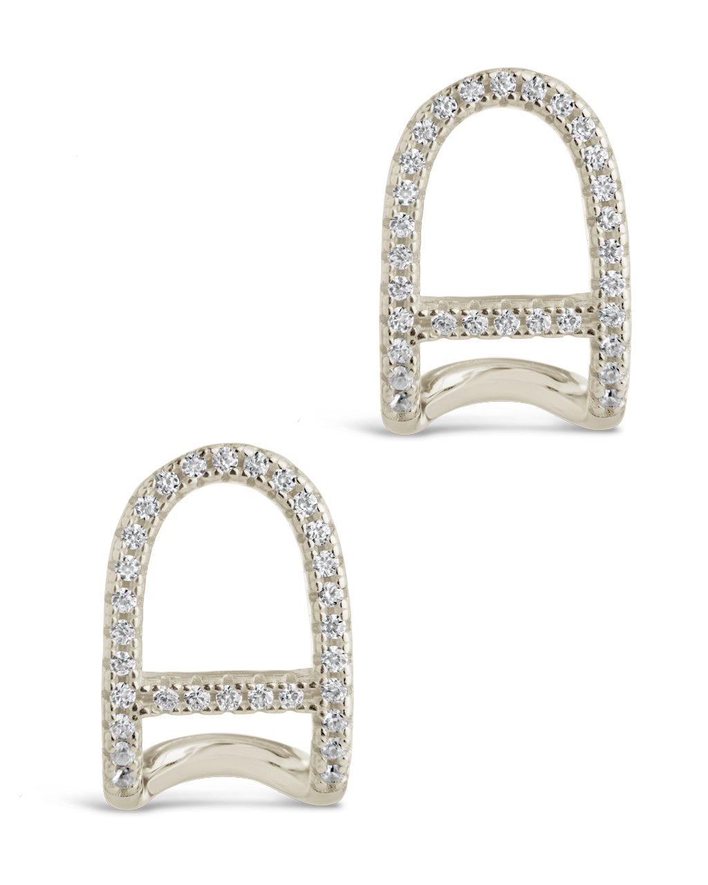  Sterling Forever Ezra Suspender Studs with Cubic Zirconia Stones - Silver - Bonton