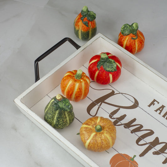 6pc Fall Harvest Ceramic Pumpkins Decoration Set