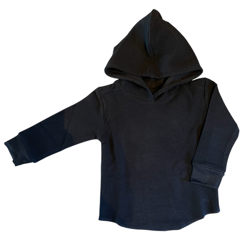 Onyx Waffle Knit Hooded Pullover