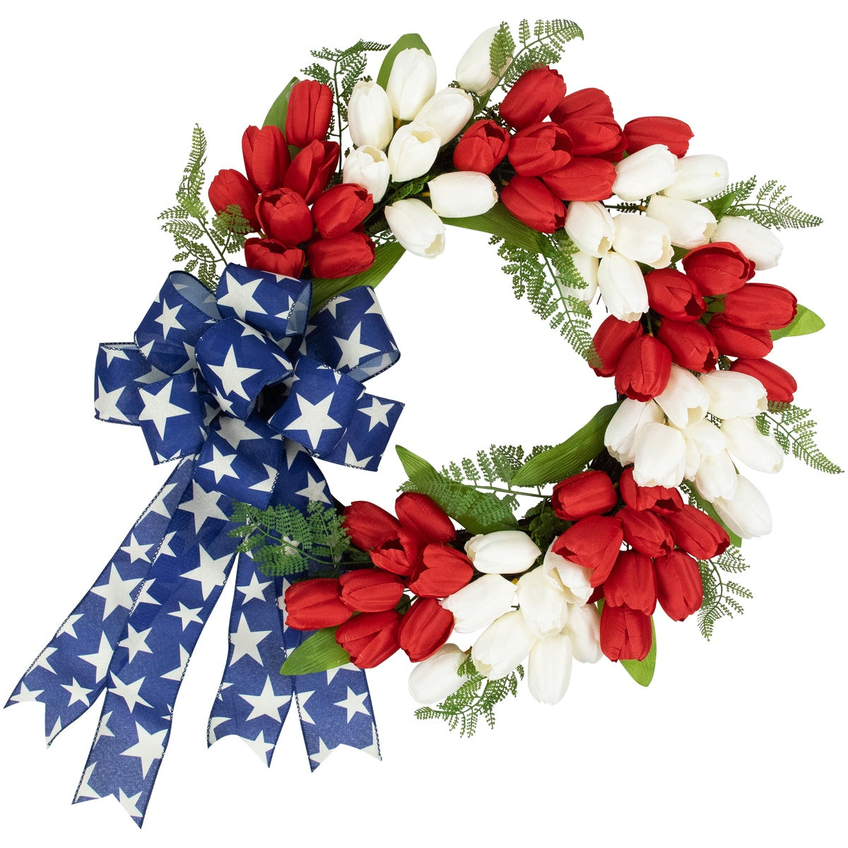  Northlight Tulip Patriotic Wreath With Star Bow - 24