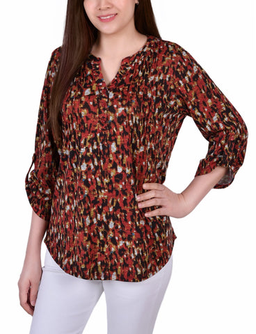 Petite 3/4 Roll Sleeve Top