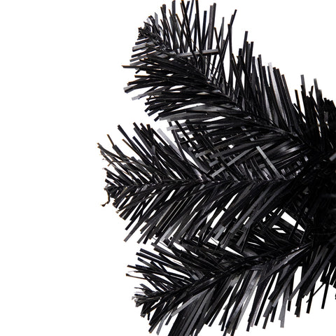 Pre-Lit Noble Spruce Artificial Halloween Wreath - 24" - Black - Orange Lights