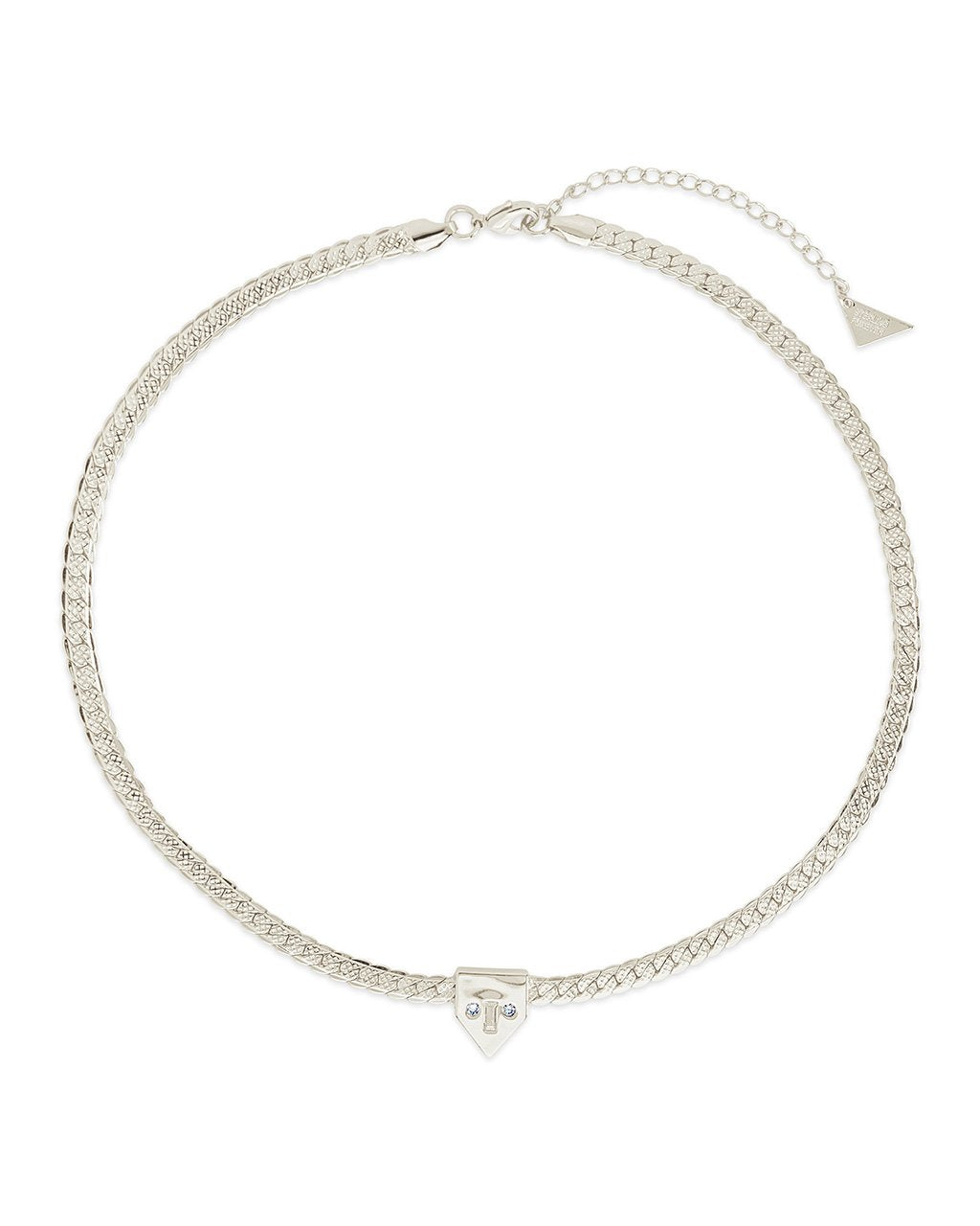  Sterling Forever Catherine Choker with Pointed Center - Silver - Bonton