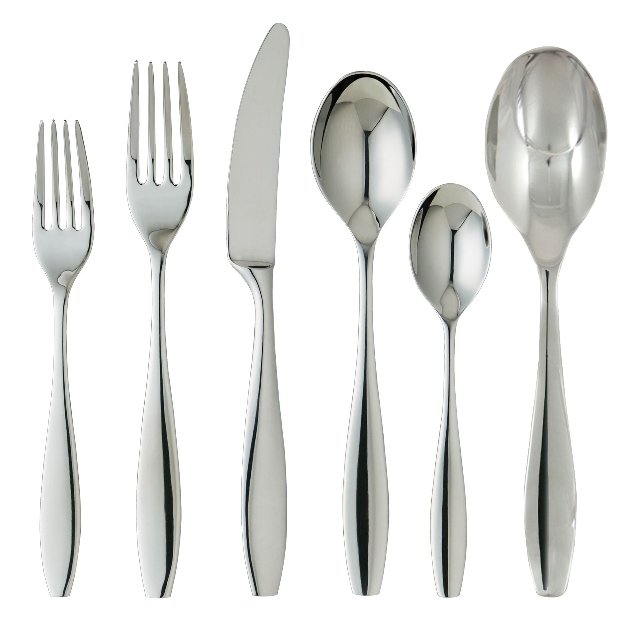  Ginkgo Allison Stainless Steel Flatware 42 Piece Set - Mirror Stainless Steel - Bonton