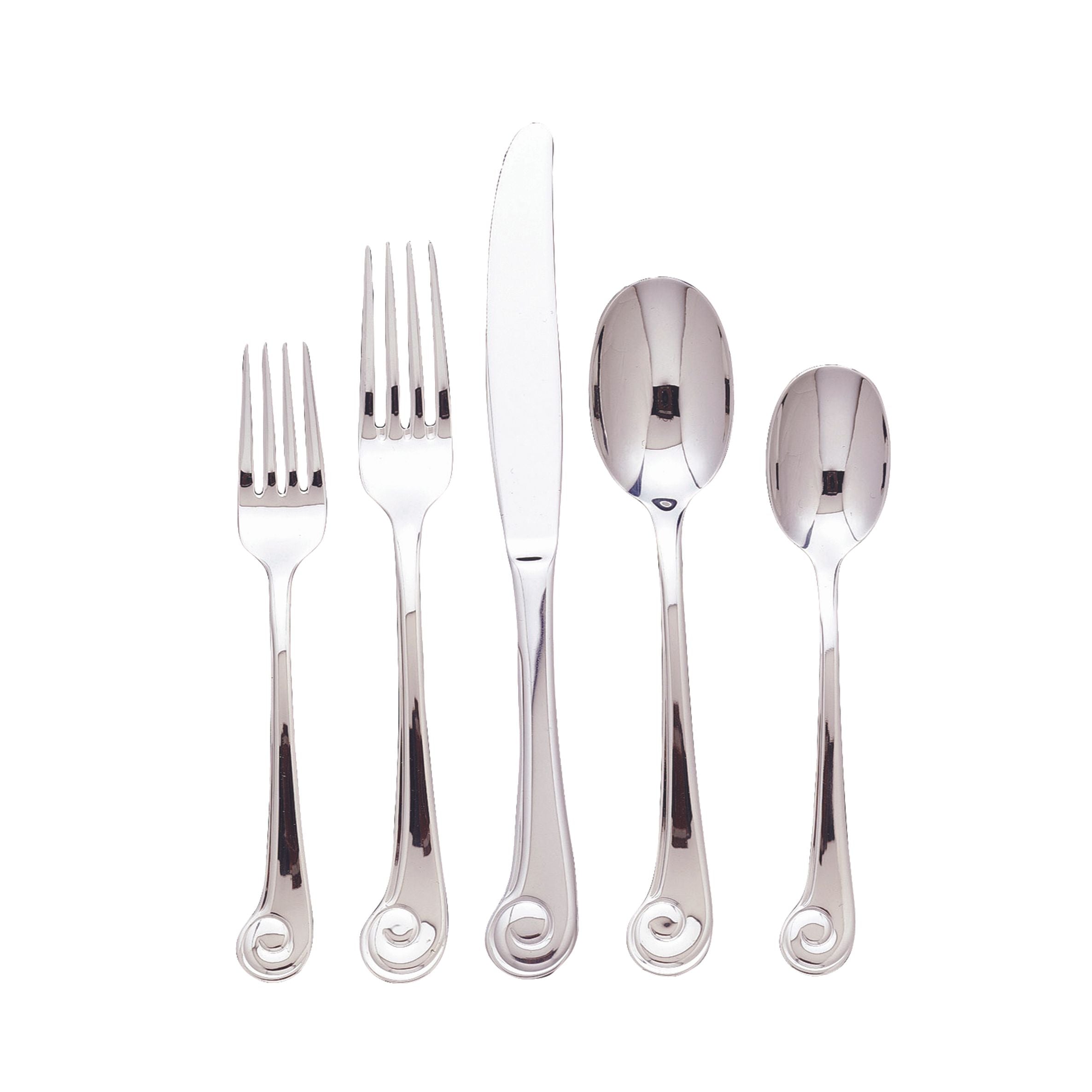  Ginkgo Sanibel Surf Stainless Steel Flatware 20 Piece Set - Mirror Stainless Sateel - Bonton