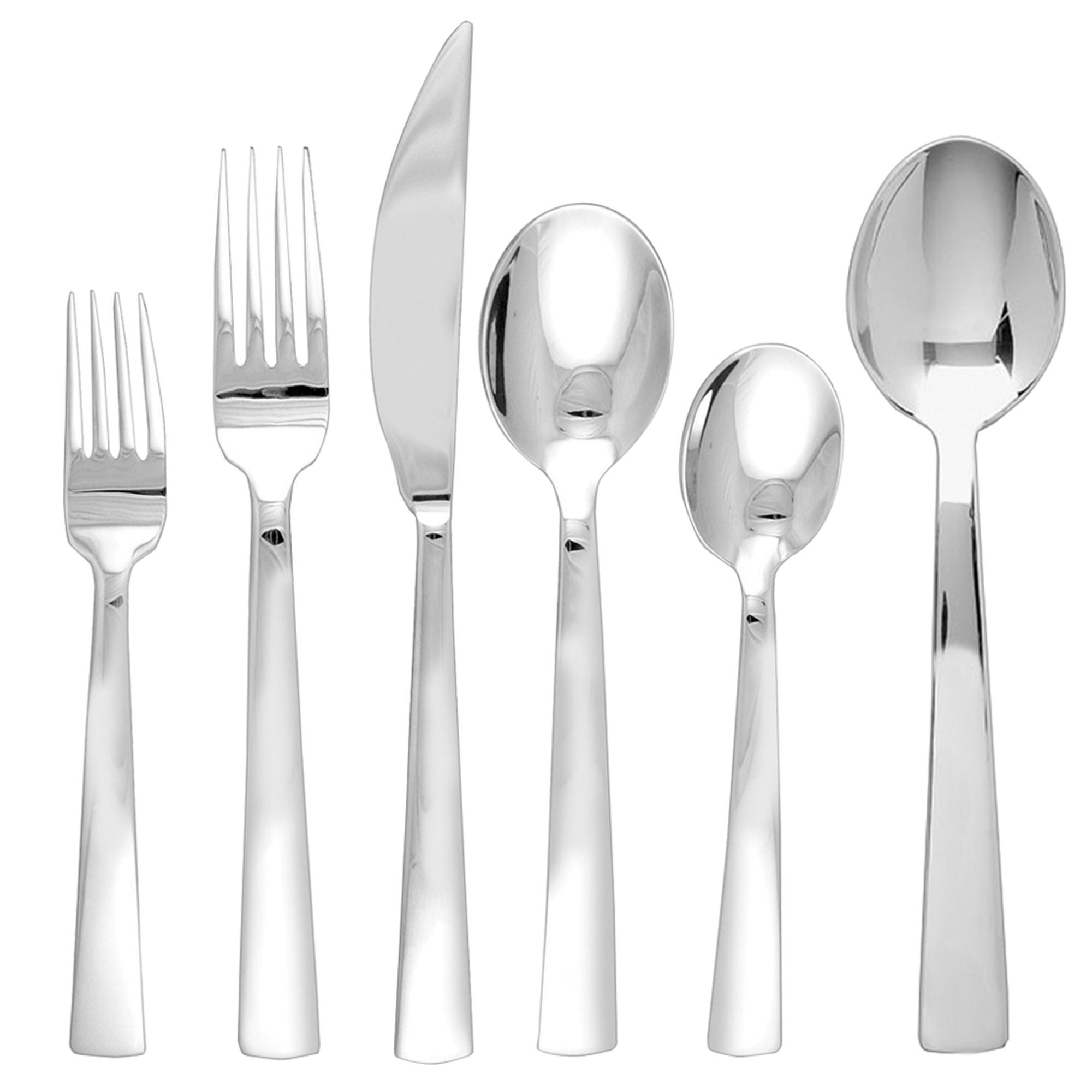  Ginkgo Burton Stainless Steel Flatware 42 Piece Set - Mirror Stainless Steel - Bonton