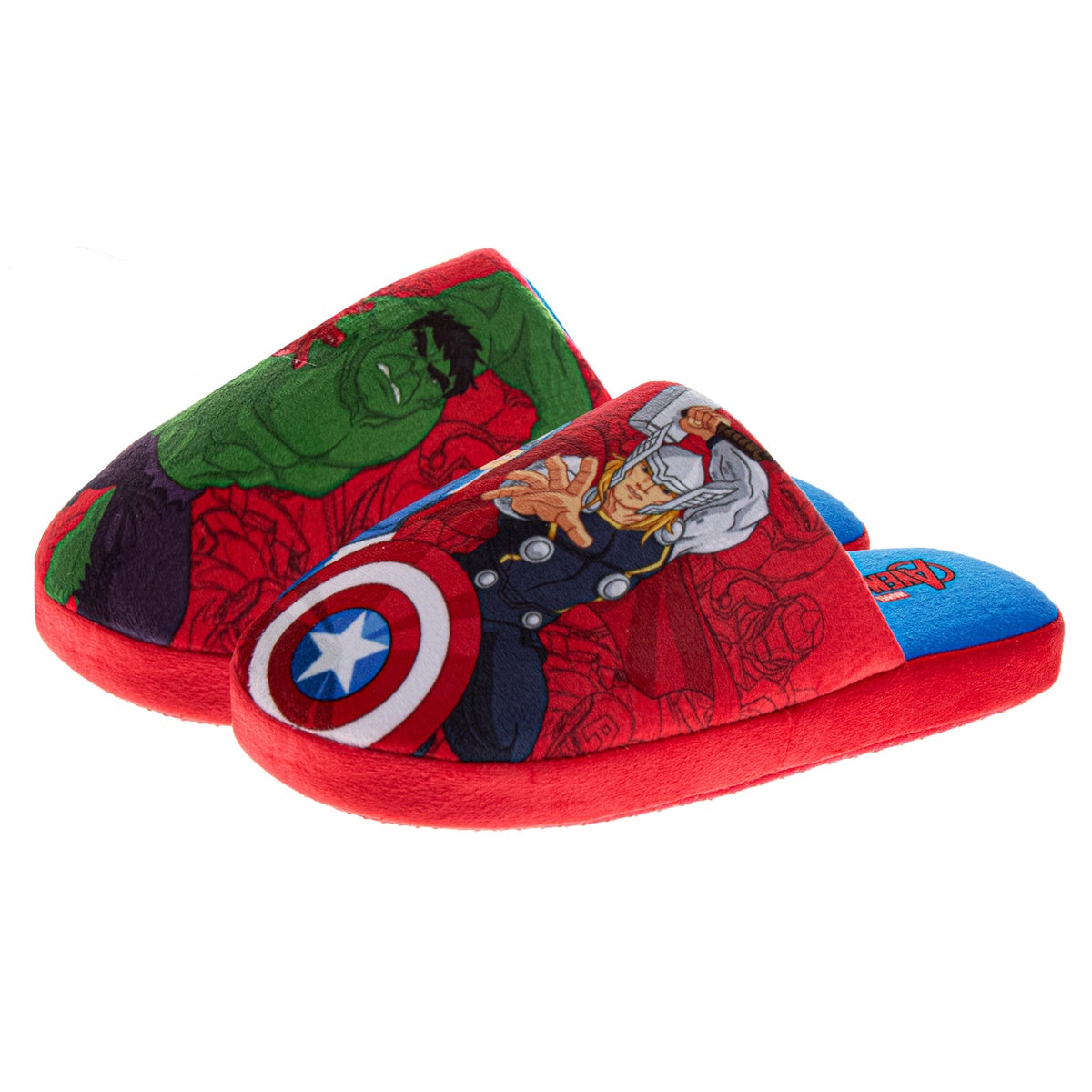  Josmo Marvel Avengers Slippers Captain America Hulk Thor IronMan Boys House Shoes Indoor Cozy Plush Slippers - 11-12 - Bonton