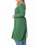 Cotton Cashmere Belted Cardigan Golf Green