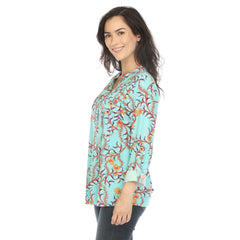 Women's Paisley Button Front Tunic Top