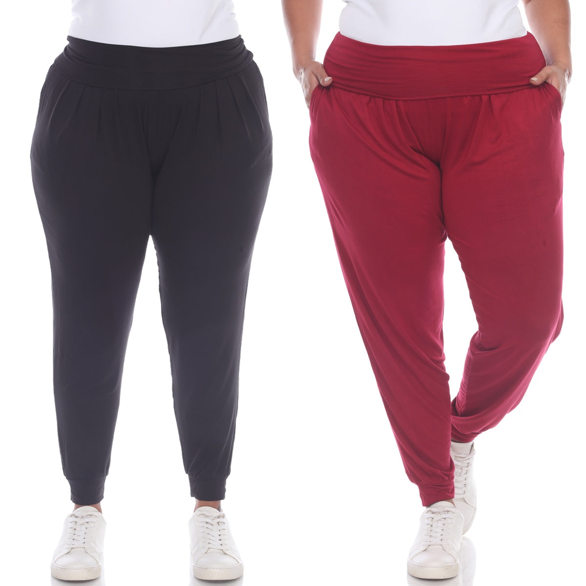  White Mark Plus Size 2 Pack Harem Pants - 1x - Bonton