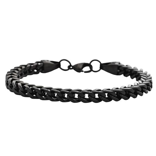  Gemesis Jewels by Edforce Men's Franco Chain 6mm Bracelet - Black - Bonton