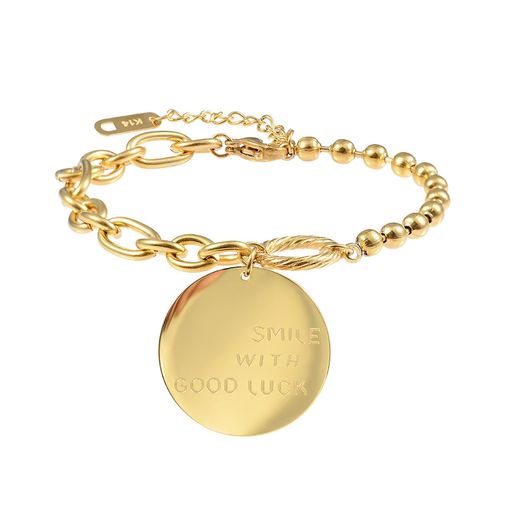  Gemesis Jewels by Edforce Ball & Link Chain Bracelet with Pendant - Gold - Bonton