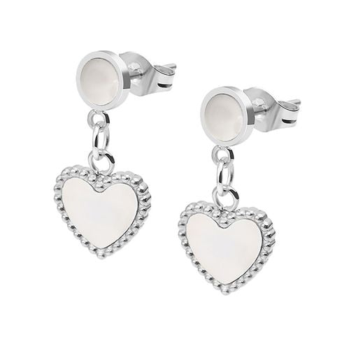  Gemesis Jewels by Edforce Mother of Pearl Heart Shaped Earrings - Silver - Bonton