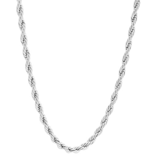  Gemesis Jewels by Edforce Twist Rope Chain 4mm Necklace - Silver - Bonton