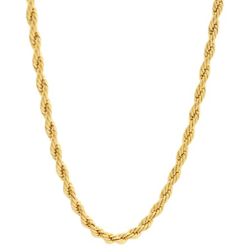  Gemesis Jewels by Edforce Twist Rope Chain 4mm Necklace - Gold - Bonton