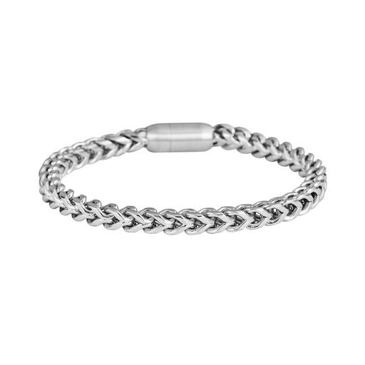  Gemesis Jewels by Edforce Franco Chain with Magnetic Clasp Bracelet - Silver - Bonton