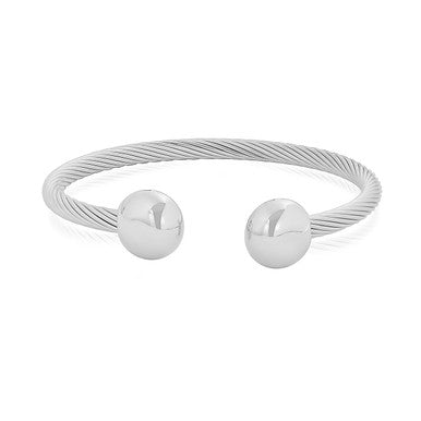  Gemesis Jewels by Edforce Bold Cable Wire Cuff Bracelet - Silver - Bonton