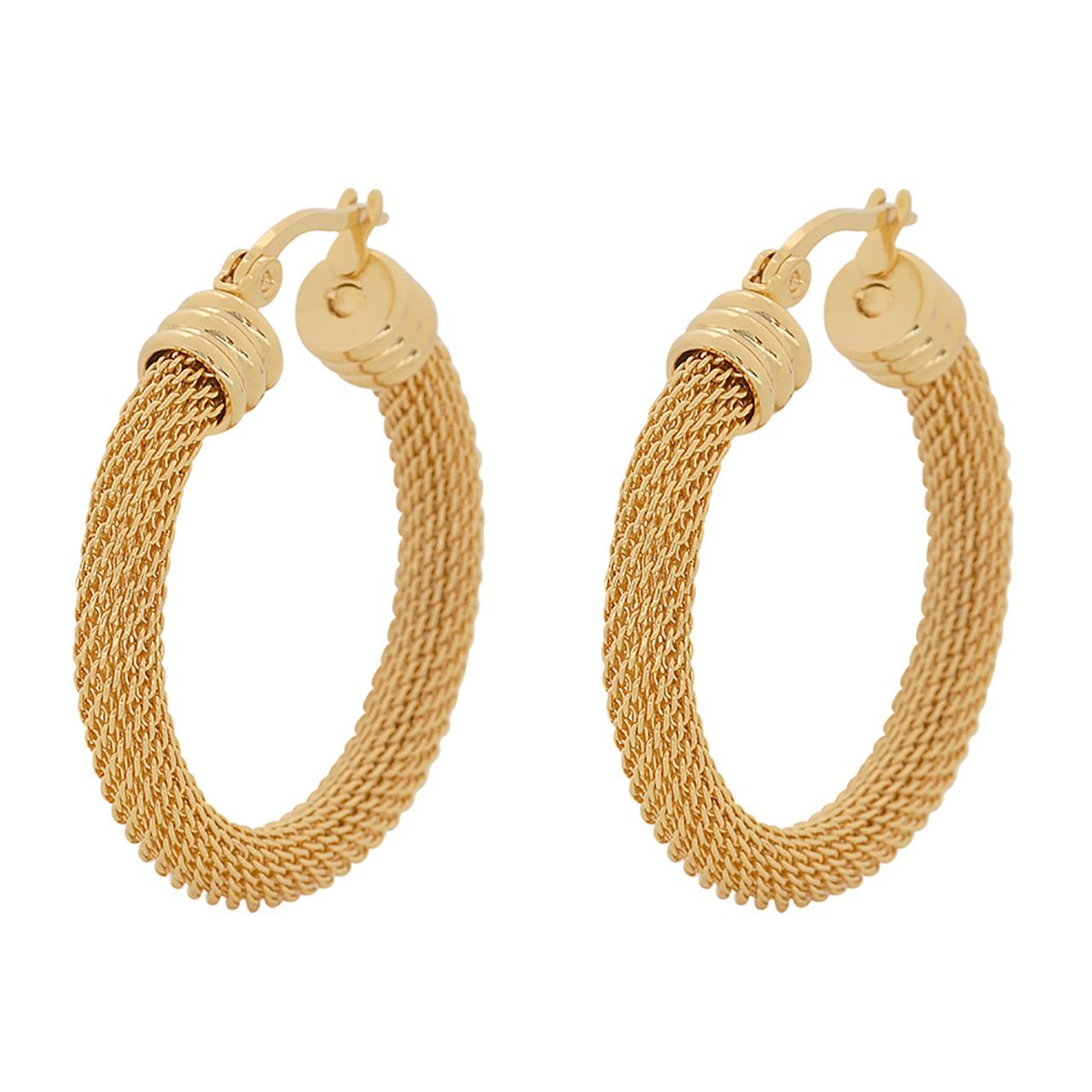  Gemesis Jewels by Edforce Full Mesh Chain Link Hoop Earrings - Gold - Bonton