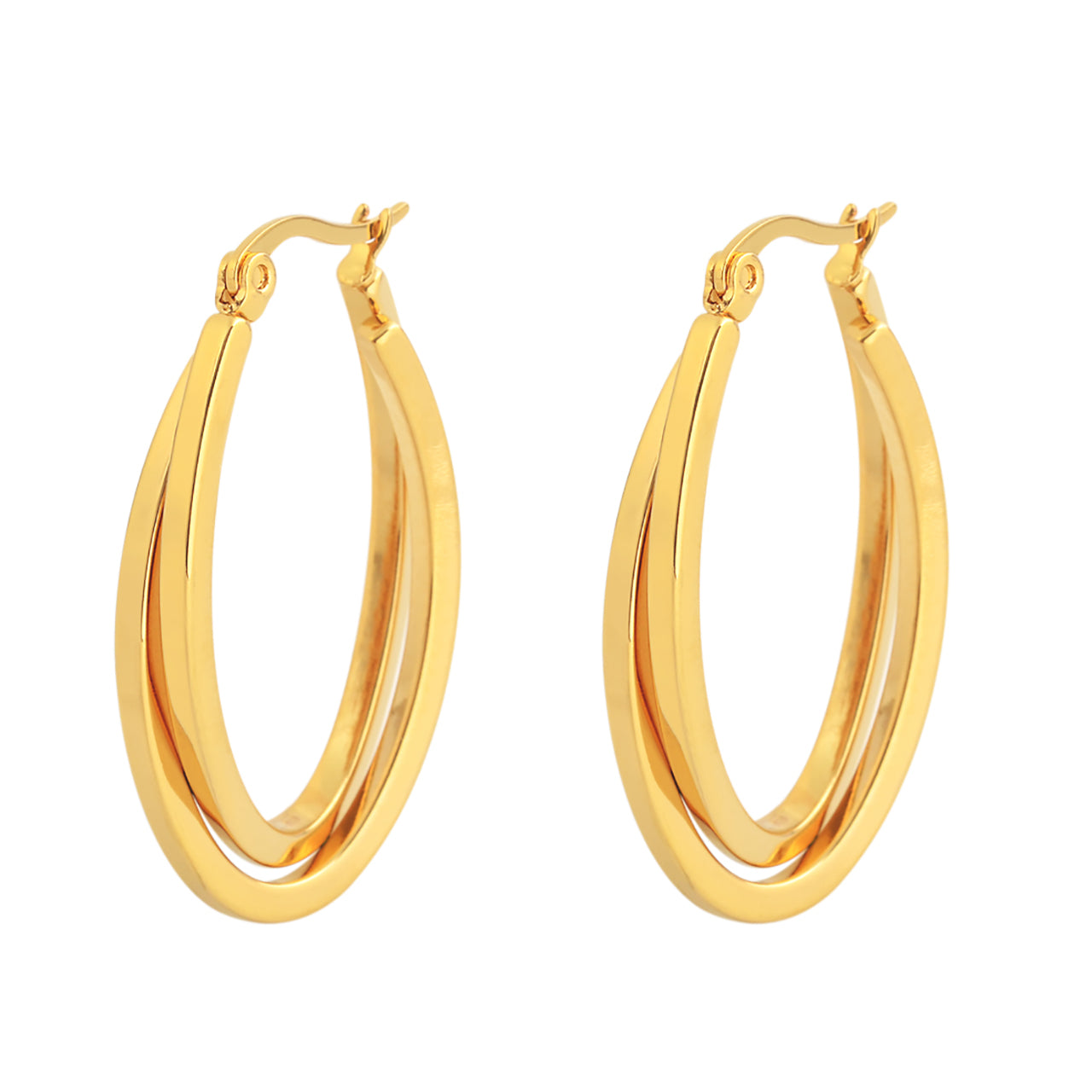  Gemesis Jewels by Edforce 2 Tone Overlapping Oval Hoop Earrings - Gold - Bonton