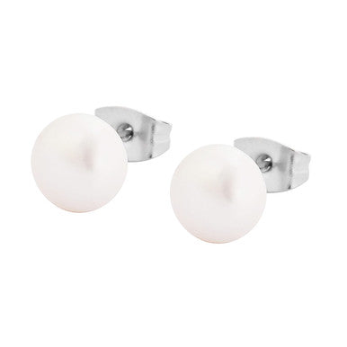  Gemesis Jewels by Edforce Classic Pearl Stud Earrings - Silver - Bonton