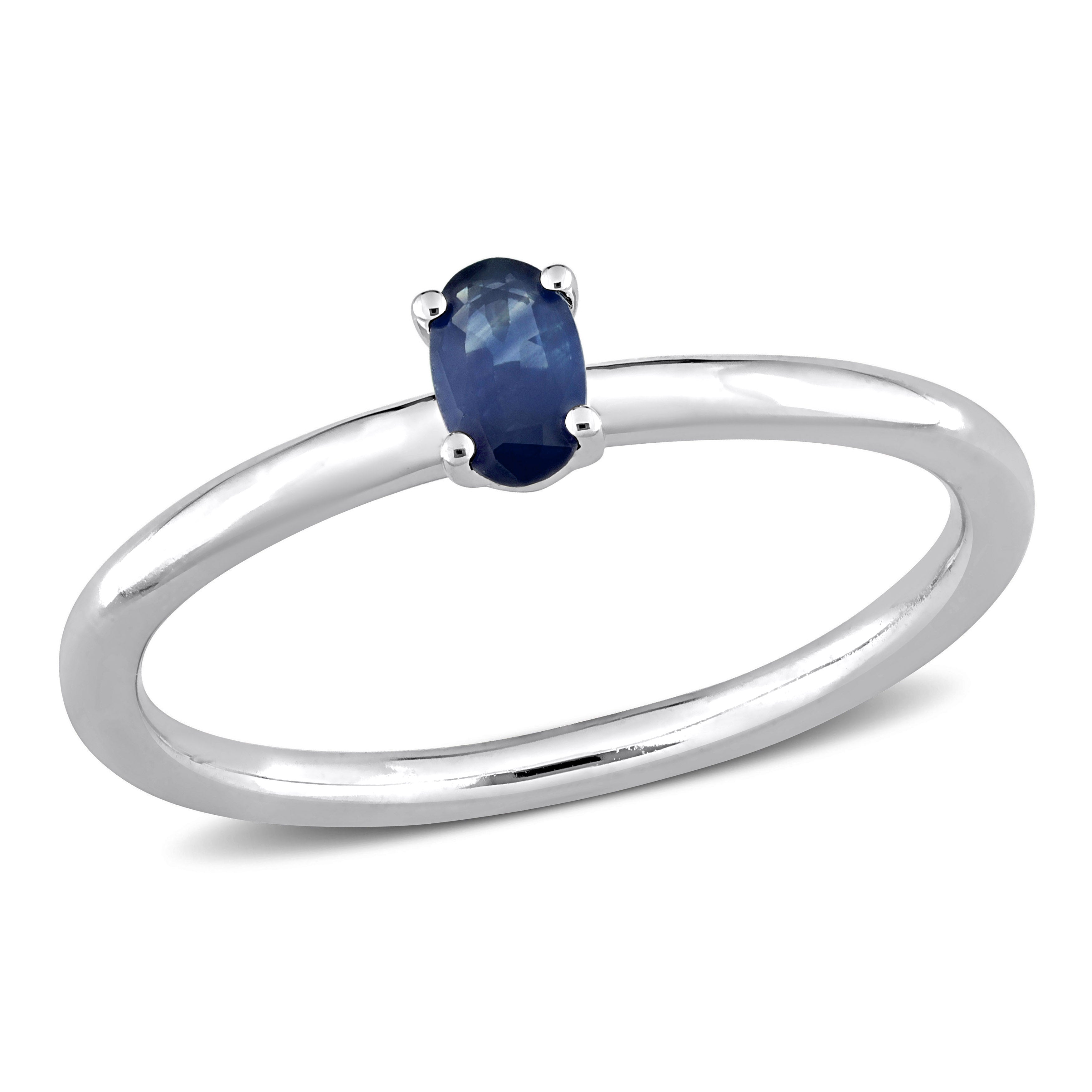  Studio Works 1/3 CT TGW Blue Sapphire 10K White Gold Stackable Ring - Blue - Bonton