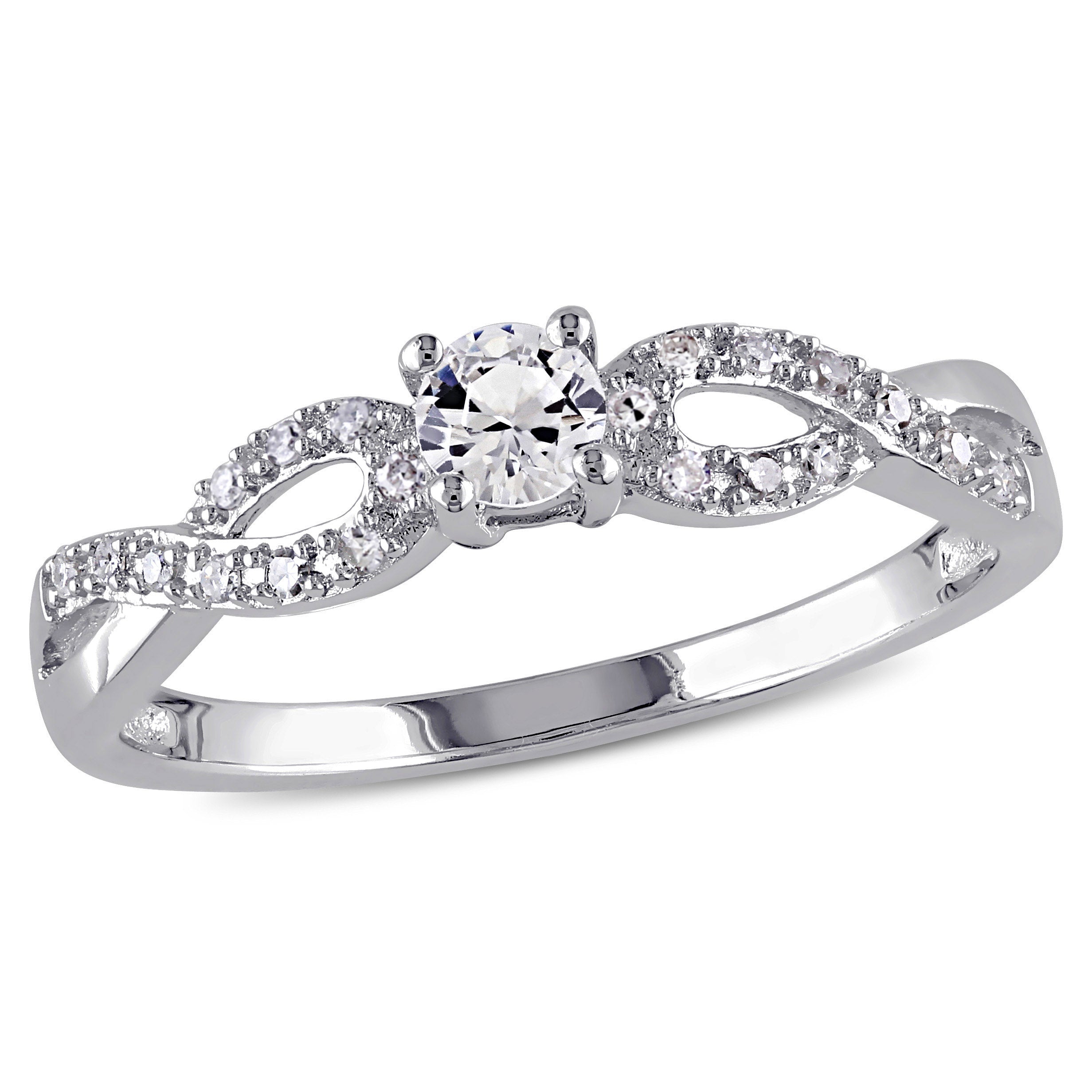  Studio Works 1/4 CT TGW White Sapphire and 1/10 CT TW Diamond Sterling Silver Infinity Ring - White - Bonton