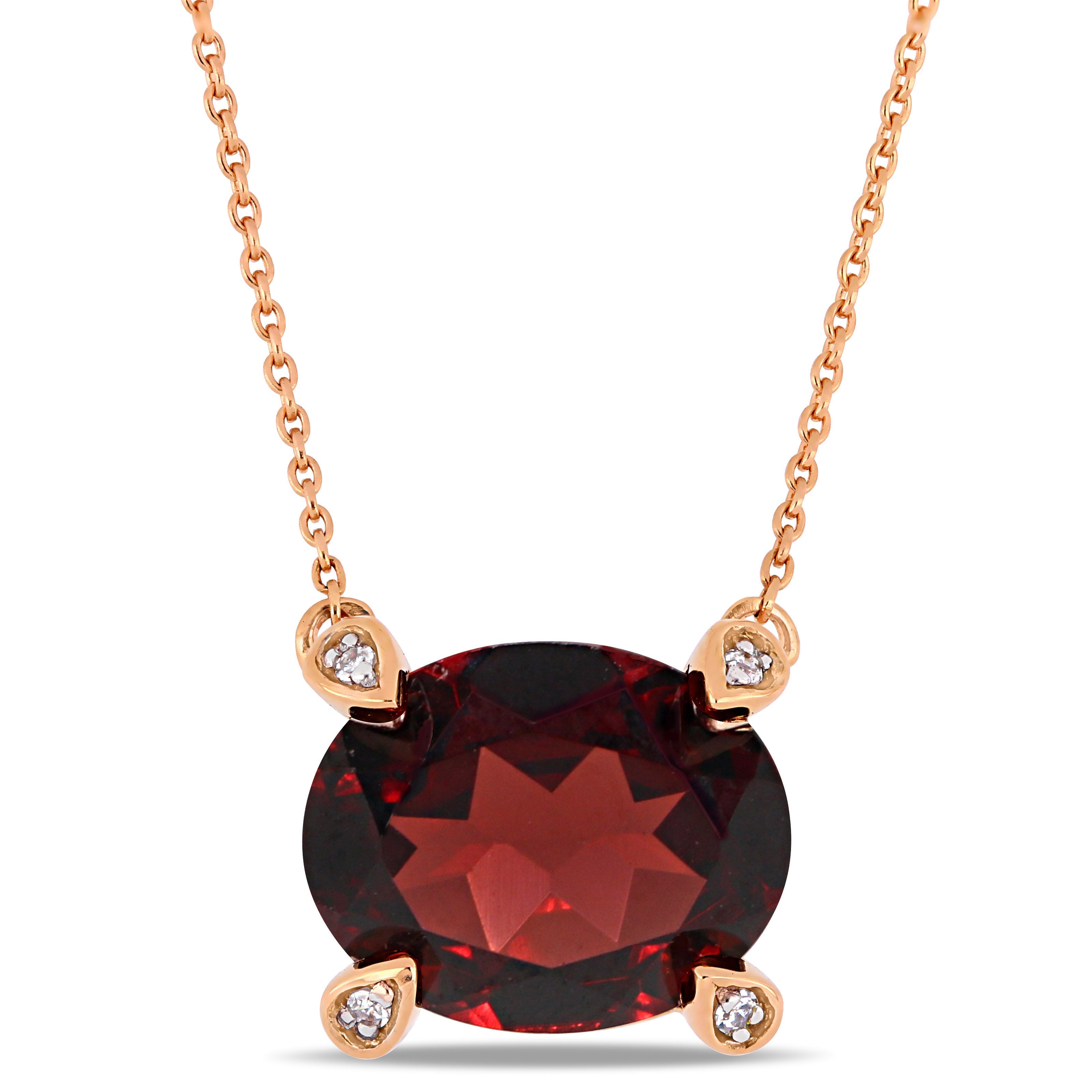  Studio Works 3 CT TGW Garnet and Diamond Accent in 10K Rose Gold Solitaire Necklace - Red - Bonton