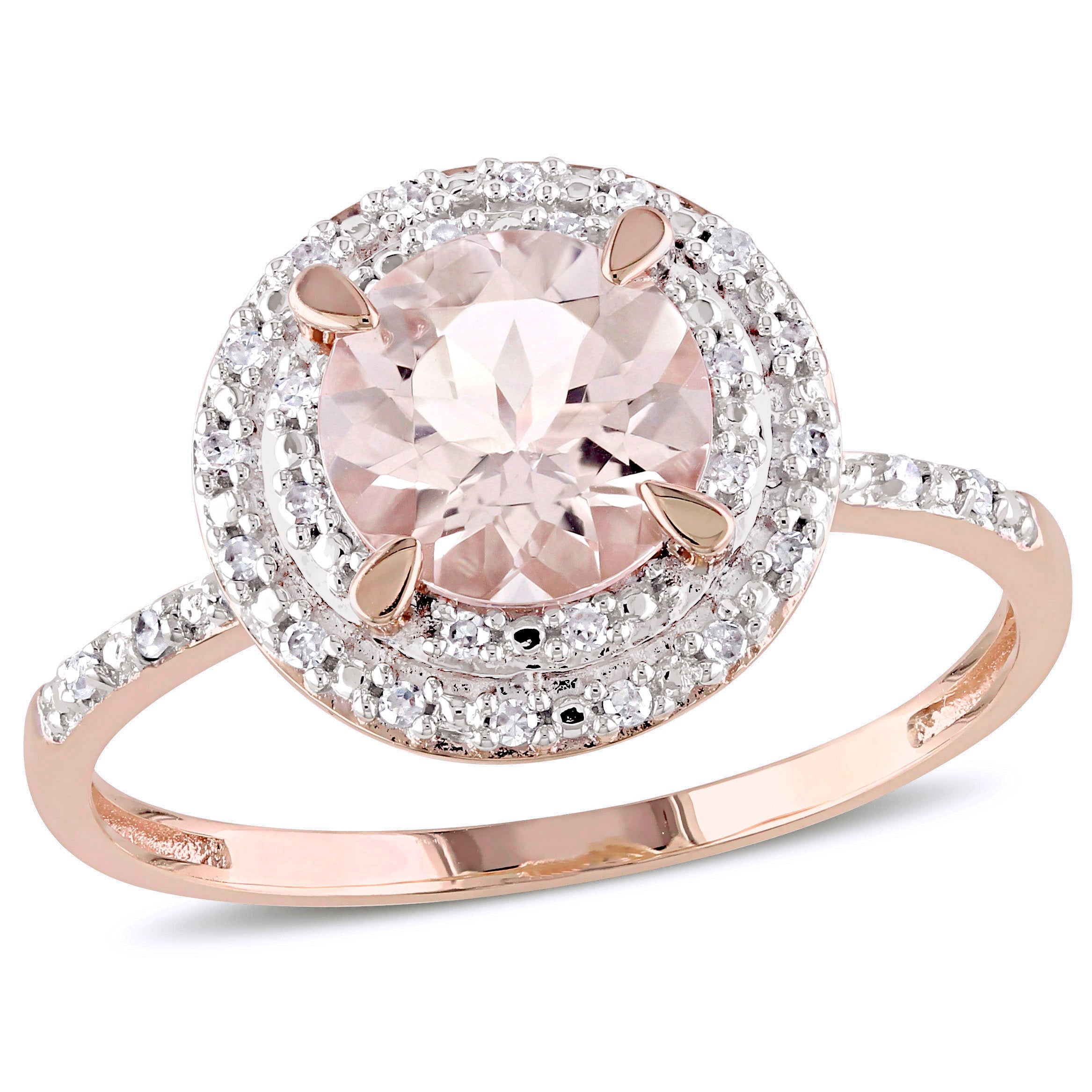  Studio Works 1 1/6 CT TGW Morganite and 1/10 CT TW Diamond 10K Rose Gold Double Halo Ring - Pink - Bonton