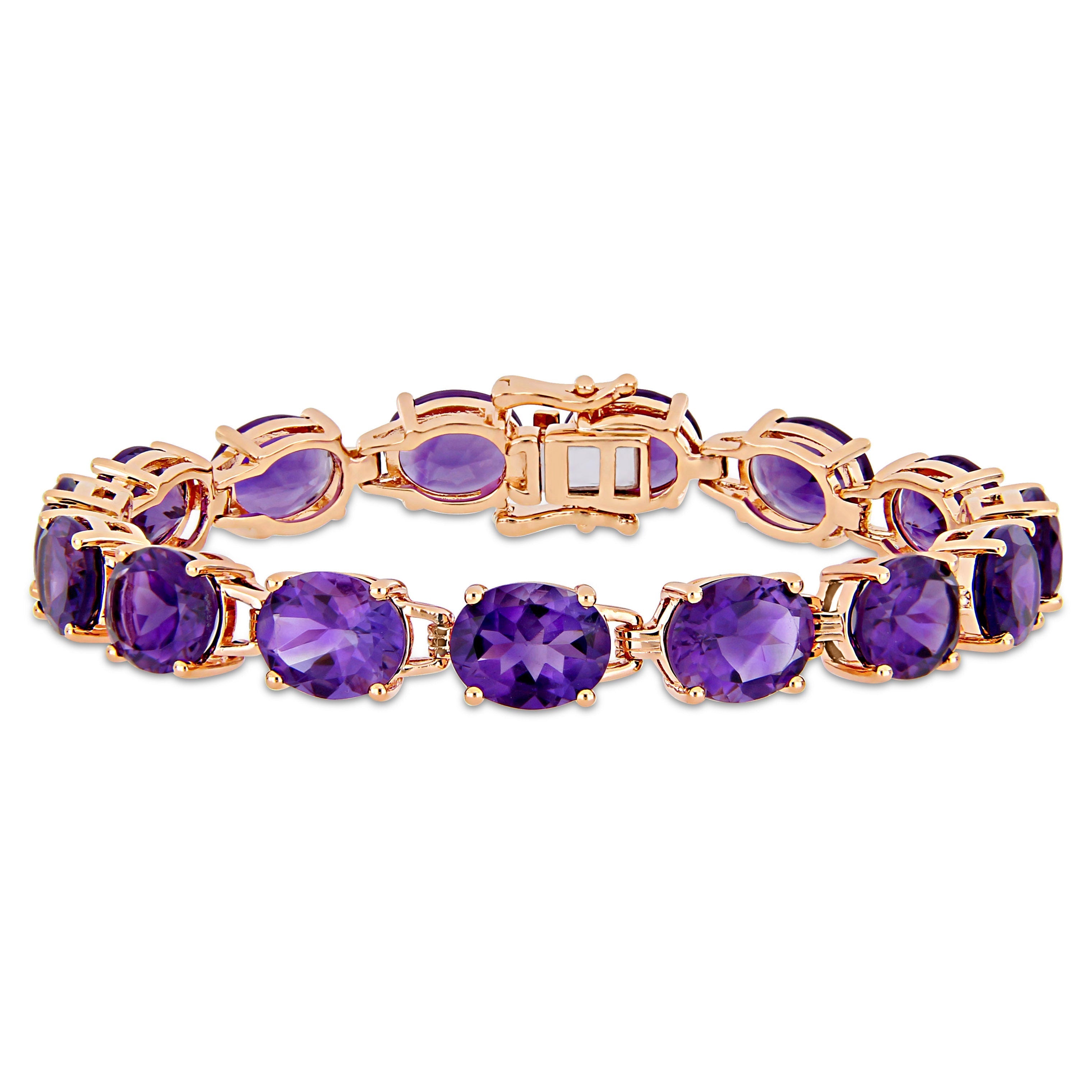  Studio Works 36 CT TGW Africa-Amethyst in Rose Plated Sterling Silver Tennis Bracelet - Purple - Bonton