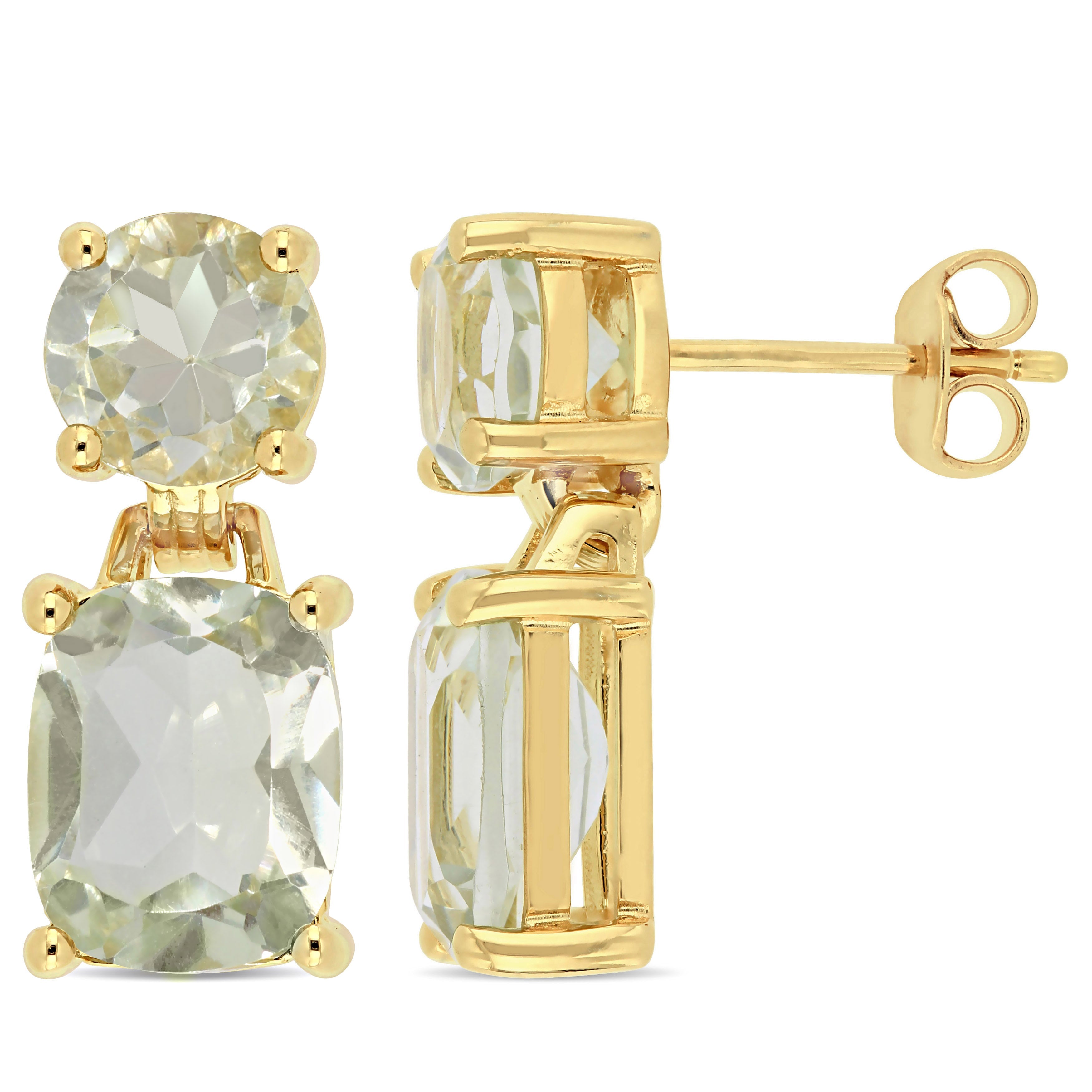  Studio Works 7 4/5 CT TGW Green Quartz in Yellow Plated Sterling Silver Dangle Earrings - Green - Bonton