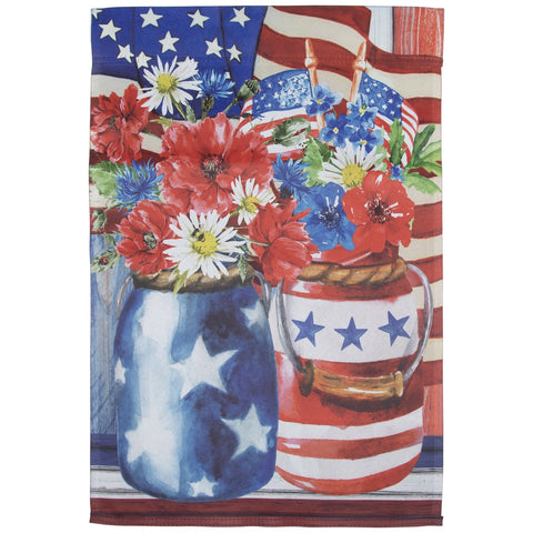 Stars and Stripes Patriotic Flower Bouquets Outdoor Flag - 28" X 40"