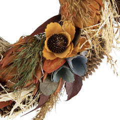 Sunflower and Straw Artificial Fall Harvest Wreath - 12" - Unlit