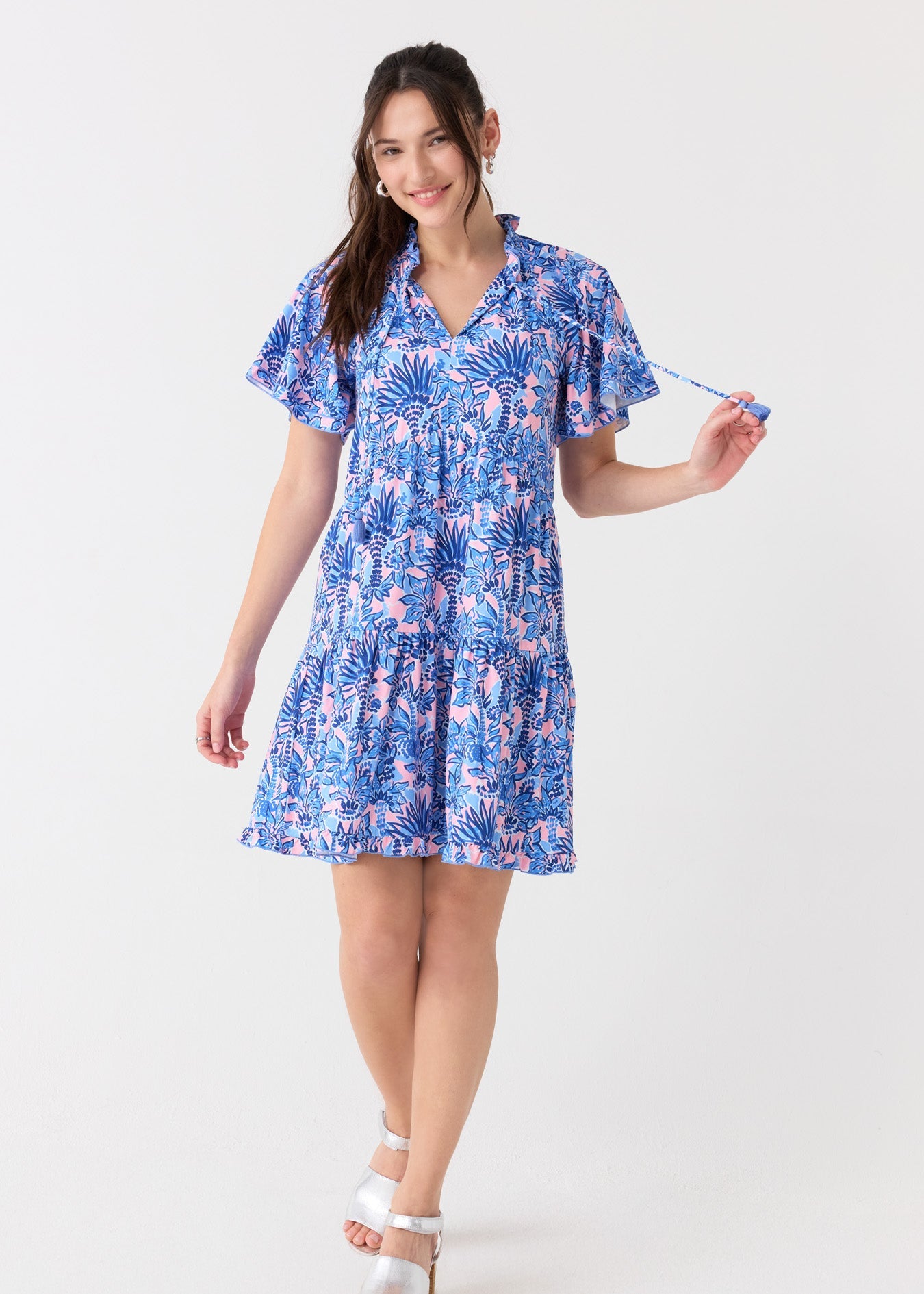  Cabana Life Palm Beach Short Sleeve Tiered Dress - XS - Bonton
